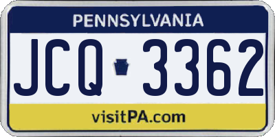 PA license plate JCQ3362