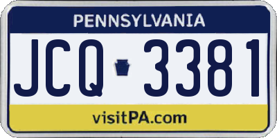 PA license plate JCQ3381