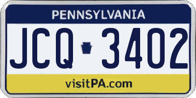 PA license plate JCQ3402