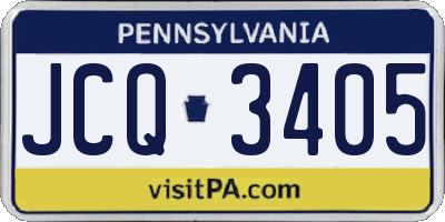 PA license plate JCQ3405