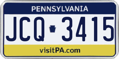 PA license plate JCQ3415