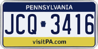 PA license plate JCQ3416