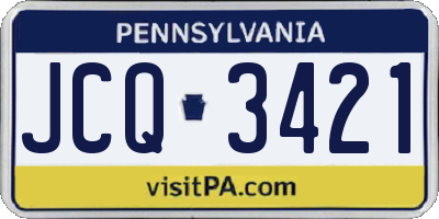 PA license plate JCQ3421