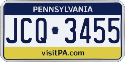 PA license plate JCQ3455