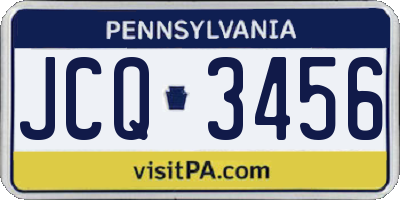 PA license plate JCQ3456