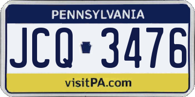 PA license plate JCQ3476