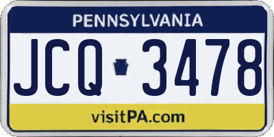 PA license plate JCQ3478