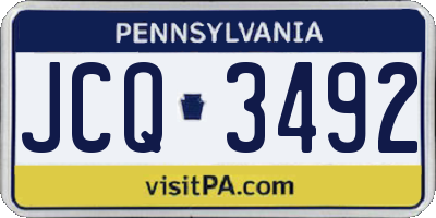 PA license plate JCQ3492