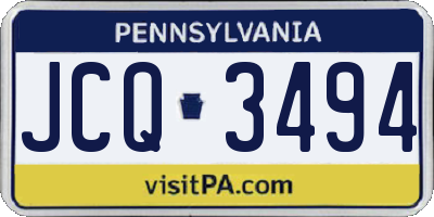 PA license plate JCQ3494