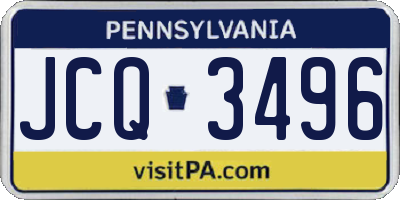 PA license plate JCQ3496