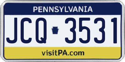 PA license plate JCQ3531