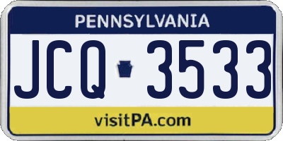 PA license plate JCQ3533