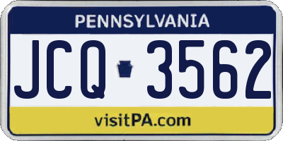 PA license plate JCQ3562