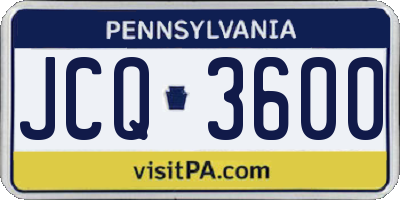 PA license plate JCQ3600