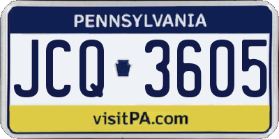 PA license plate JCQ3605