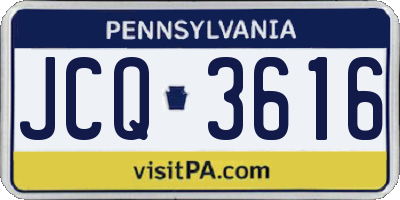 PA license plate JCQ3616