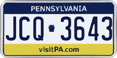 PA license plate JCQ3643