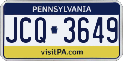 PA license plate JCQ3649
