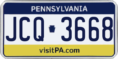 PA license plate JCQ3668