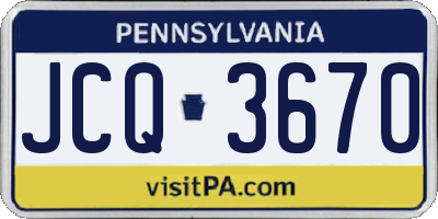 PA license plate JCQ3670
