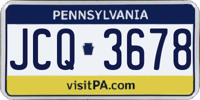 PA license plate JCQ3678