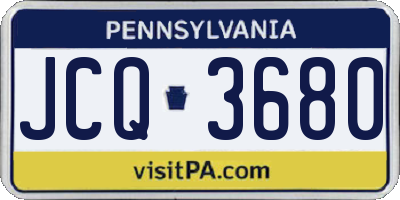 PA license plate JCQ3680