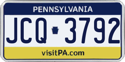 PA license plate JCQ3792