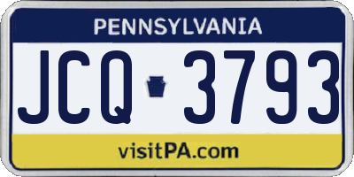 PA license plate JCQ3793
