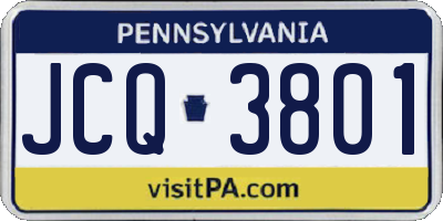 PA license plate JCQ3801