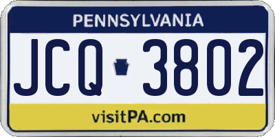 PA license plate JCQ3802