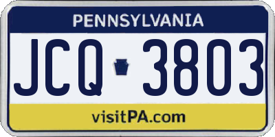 PA license plate JCQ3803