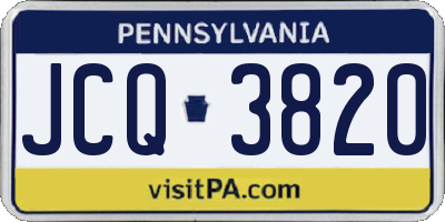 PA license plate JCQ3820