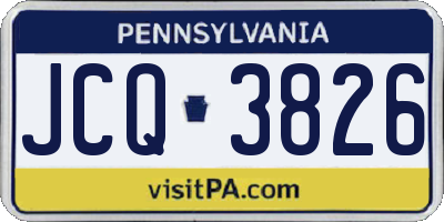 PA license plate JCQ3826