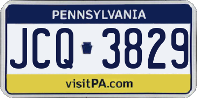 PA license plate JCQ3829