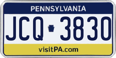 PA license plate JCQ3830