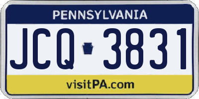 PA license plate JCQ3831