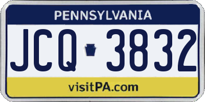 PA license plate JCQ3832