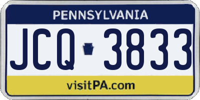PA license plate JCQ3833