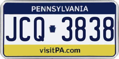 PA license plate JCQ3838