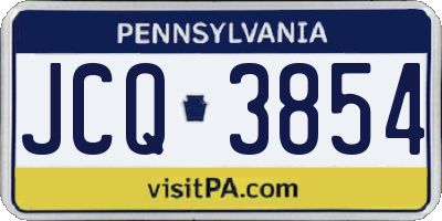 PA license plate JCQ3854