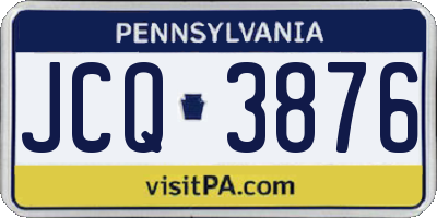 PA license plate JCQ3876
