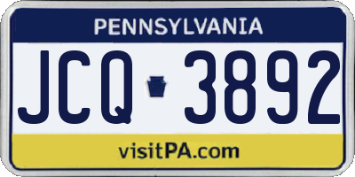 PA license plate JCQ3892