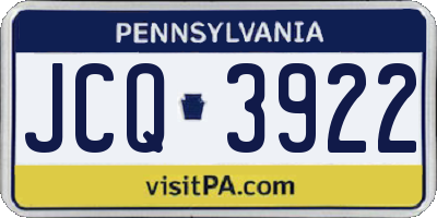 PA license plate JCQ3922