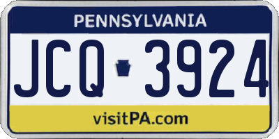 PA license plate JCQ3924