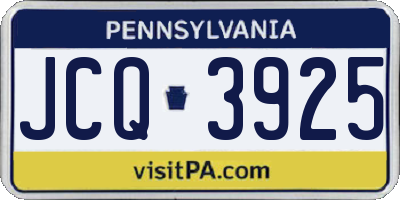 PA license plate JCQ3925
