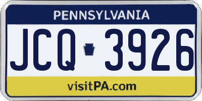 PA license plate JCQ3926
