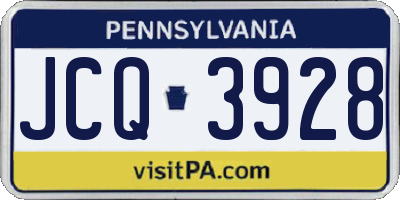 PA license plate JCQ3928