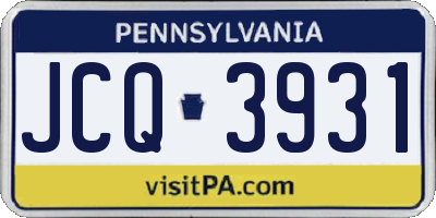 PA license plate JCQ3931