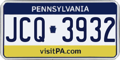 PA license plate JCQ3932