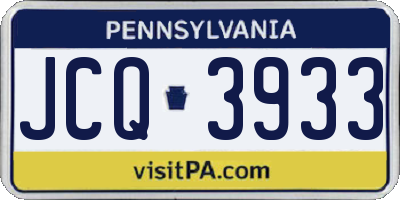 PA license plate JCQ3933